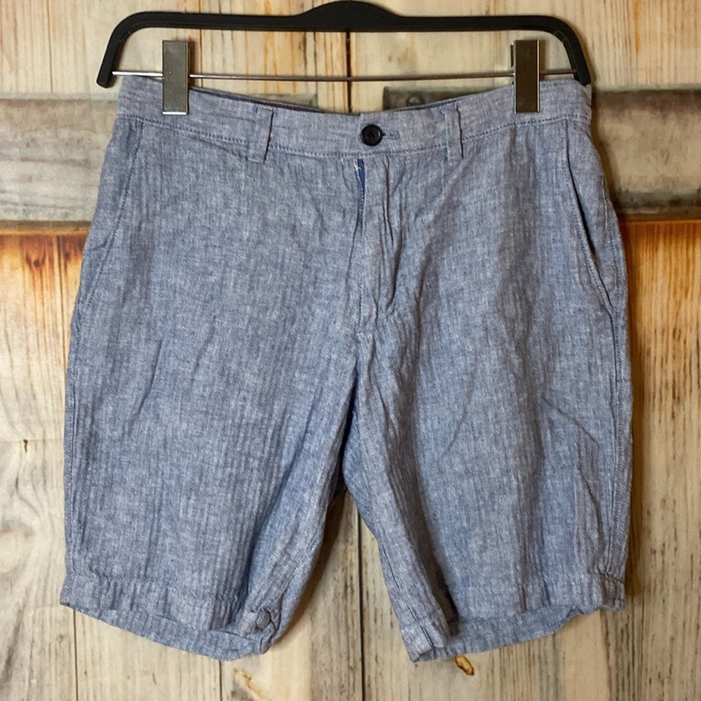 Banana Republic Light Blue Linen-Blend Flat Front Shorts